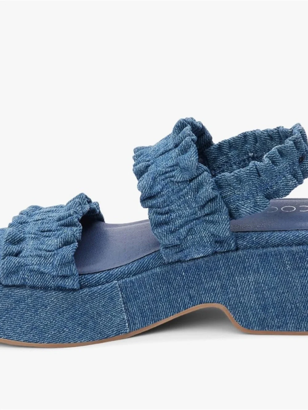 Still in Box: Coconuts by Matisse Blue Denim Ruffle-Strap Platform Sandals 8M